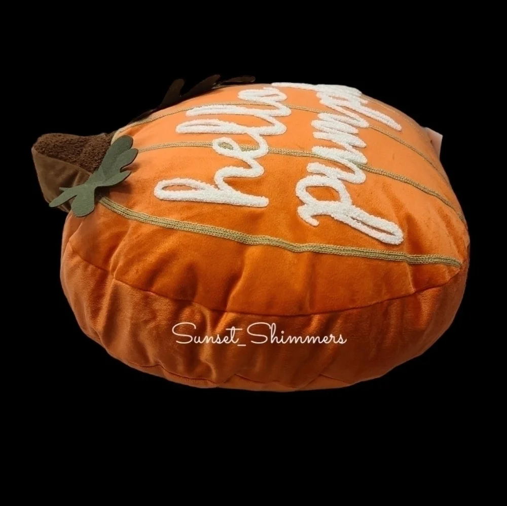 Halloween Thanksgiving 3D Embroidered Hello Pumpkin Fall Throw Pillow Decor NEW